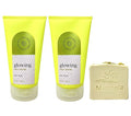 Bath & Body Works Glowing With Fruit Enzyme 2 Pack Body Polish Bundle with a 4 oz Marbela Wild Jasmine Bar Soap