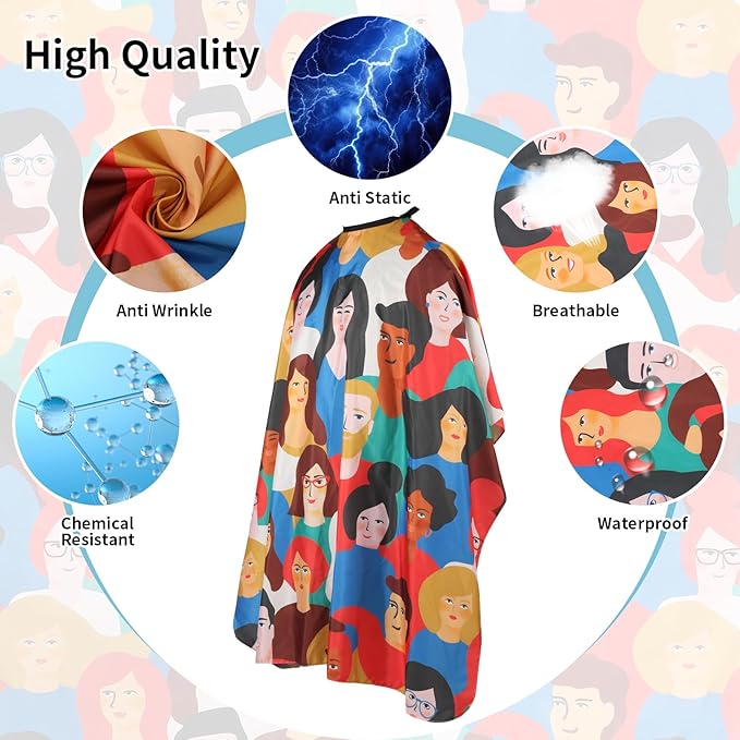 Professional Hair Cutting Cape with Neck Duster Brush, Waterproof Salon Barber Cape with Snaps, Barber Accessories