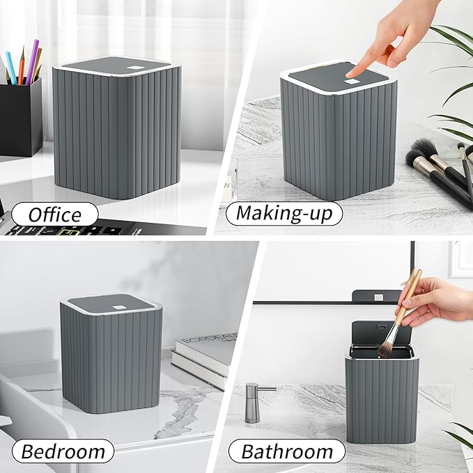 Bathroom Accessory Set - Bathroom Set, 27PC Bathroom Accessories Set, Grey Bathroom Sets with Shower Curtain and Rugs, Mini Trash Can, Toilet Brush, Trash Can & Soap Dispenser