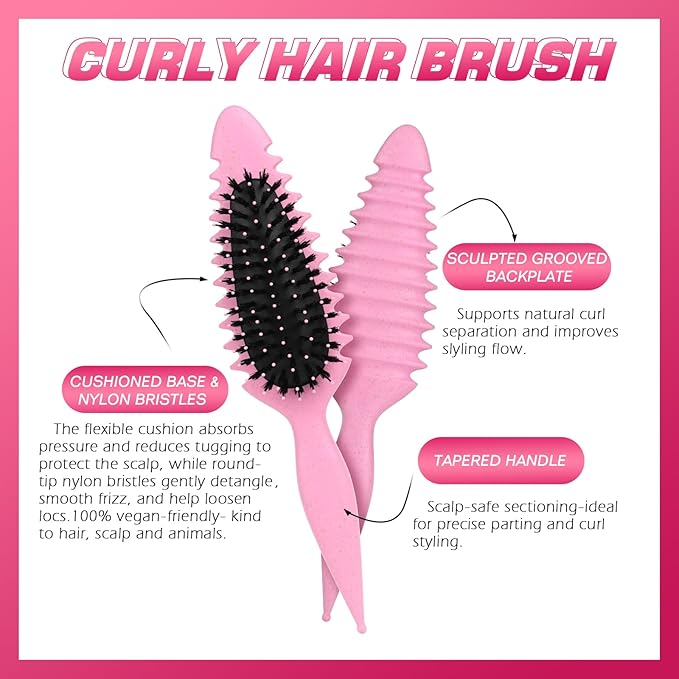 Candy Brush Curl Defining Hair Brush for Effortlessly Detangling Shaping and Styling Curls, Curl Brushes with EdgeLift for All Wet or Dry Hair Types for Women and Girl, Reduce Pulling and Frizzing