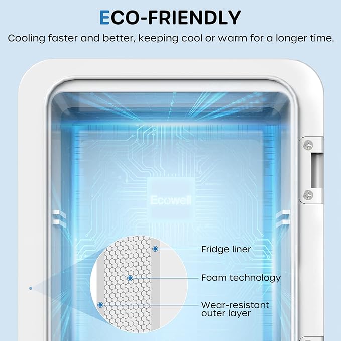Ecowell WRE100 Mini Bedroom, 4L/6 Can Skincare Fridge, AC/DC Portable Compact Small Refrigerator for Office Dorm Car Desk for Skin Care Makeup Cosmetic, White