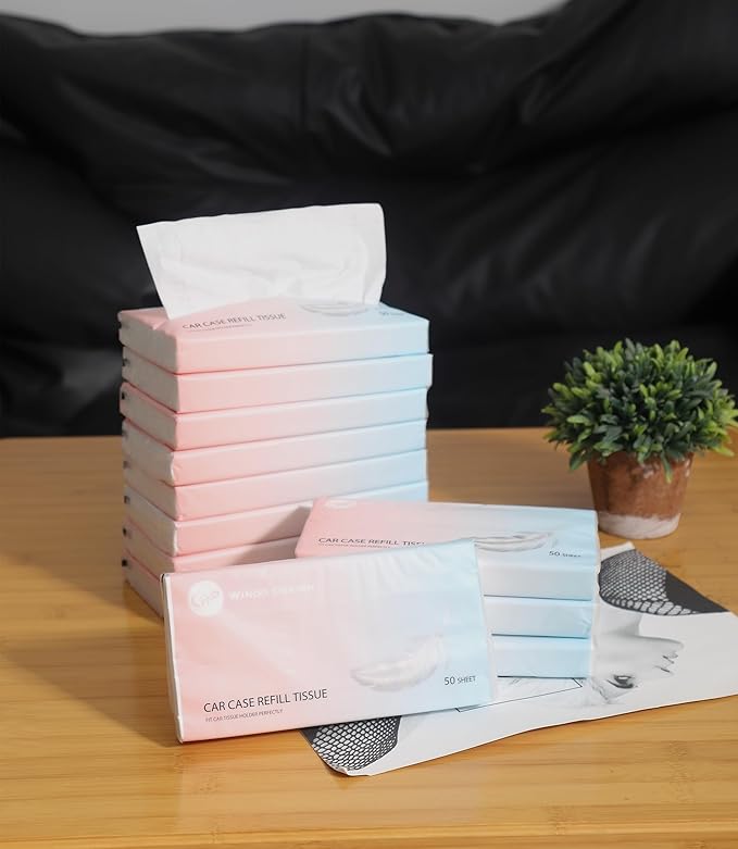 Car Tissue Refills Facial Tissues Refills for Car Visor Tissue Holder, Travel Tissue Tubes Box Container Perfect Fit Car Cup Holders