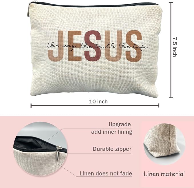 Bible Gift Makeup Bag for Women, Christian Jesus Cosmetic Pouch, Jesus Gifts for Women, Faith Based Gifts Zipper Pouch