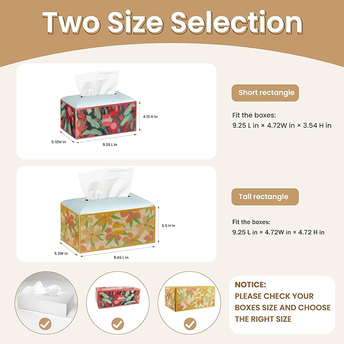 Long Tissue Box Cover, PU Leather Tissue Holder Rectangle, Facial Paper Organizer, Modern Dispenser for Bathroom, Kitchen, Home, Office, Tabletop (1, Sky Blue, Tall)