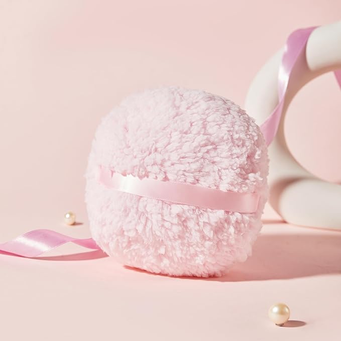 COSHINE Jumbo Body Powder Puff, 6 INCH (15cm) Extra Large Dust Powder Puff Applicator For Loose Mineral Powder Body Powder Shimmer Powder (PINK)