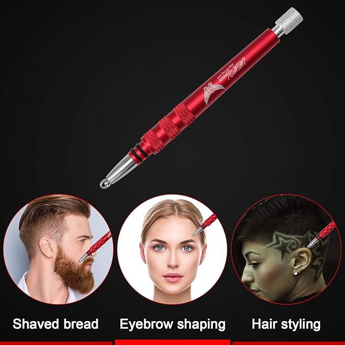 AHIER Hair Razor Pen, Tattoo Trim Styling Face Eyebrow Shaping Device, Engraved With 20 Blades, DIY Styling Eyebrows Beards Tool