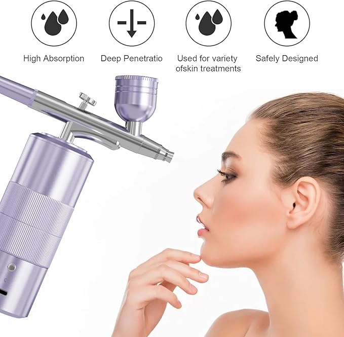 Airbrush Kit Portable Airbrush Air Brush Kit with Air Compressor Airbrush for Nails Airbrush Compressor High Pressure Nail Airbrush Machine Handheld Mini Air Brush Kit (Purple)
