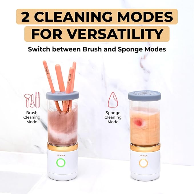 Ace Beauté Premium Electric Makeup Brush Cleaner Machine, Automatic Sponge and Make Up Brush Cleaner, Rechargeable and Efficient Deep Cleaning Tool for Beauty Enthusiasts and Professionals