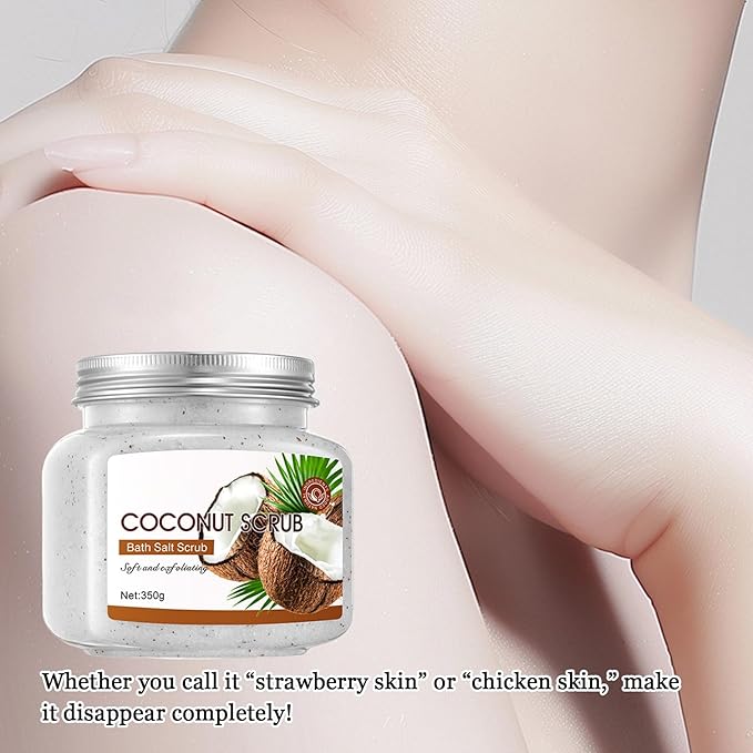 Coconut Body Exfoliator, Deep Cleaning Exfoliating Body Scrub, Moisturizing Nourishing Salt Rose Body Scrub, 350 g