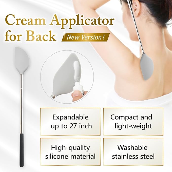 Cream Applicator for Back Telescopic Easy to Clean Applies Creams, Sunscreens, and Ointments (Accurate Application)