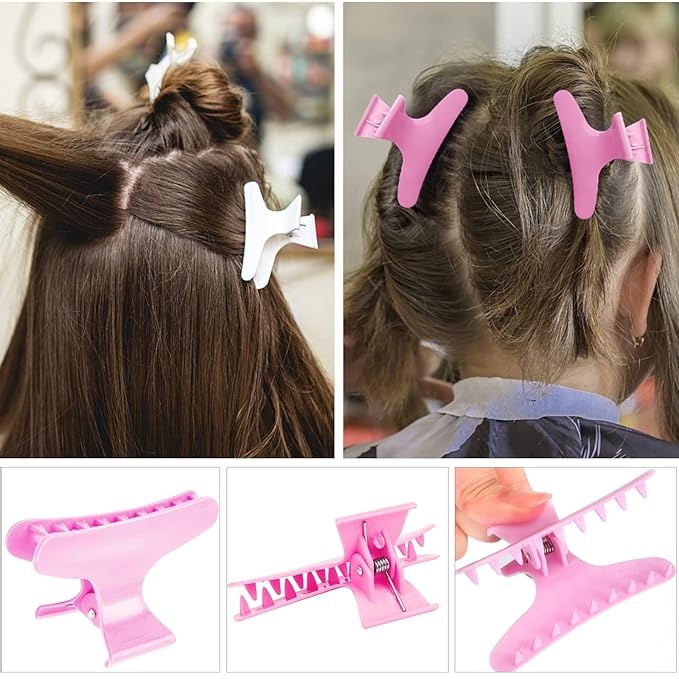 Hair Clips for Styling Sectioning 12 Pack Butterfly Clamps Hair Claw Clips Pro Salon Hair Clips for Styling, Sectioning, Cutting and Coloring, 6 Colors
