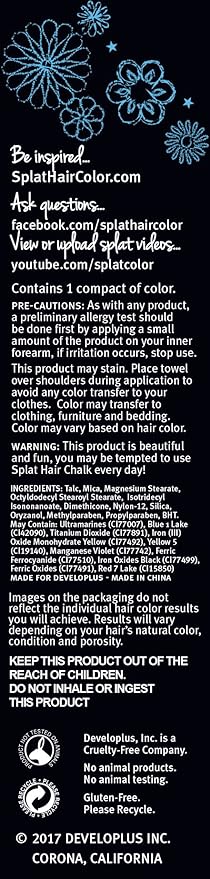 Splat Purple Pixies Hair Chalk, 1 Compact, Temporary Hair Color Glides on Easily for Fun Pops of Color, Washable Hair Color Chalk Shampoos Out, Cruelty Free & Vegan