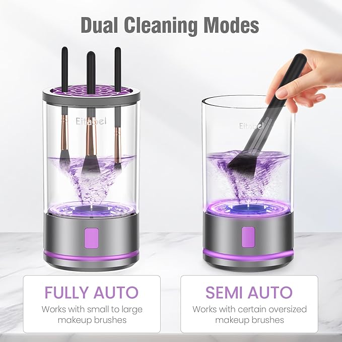Electric Makeup Brush Cleaner Machine - Automatic Cosmetic Brush Washer, Portable Makeup Brushes Cleanser for All Foundation Brush Types, Deep Cleaning