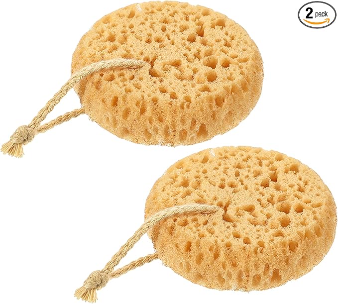 Bath Sponges for Shower, 2 Pcs Round Shower Sponge Soft Loofah Exfoliating Sponge Body Scrubber for Women Men Home Bathroom Face Body Washing Bathing Deep Cleansing