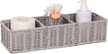 Gray 3-Section Wicker Storage Basket - Modern Minimalist Toilet Paper & Toiletries Organizer