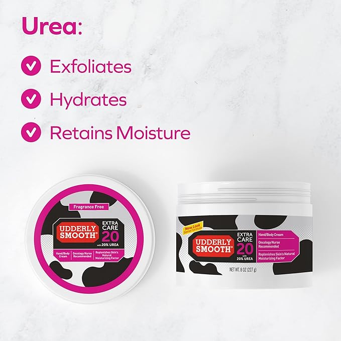 Udderly Smooth Extra Care Hand/Body Deep Moisturizing Cream with 20% Urea, Unscented, 8 Ounce