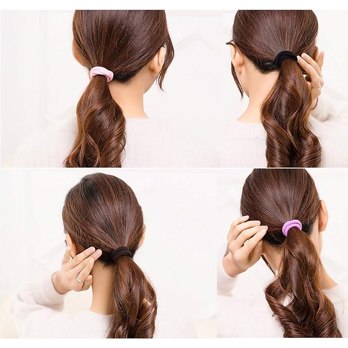CÉLLOT 100PCS Elastic Hair Ties, 4cm Diameter Seamless Nylon Bands, Normal Ponytail Holders for Women & Children