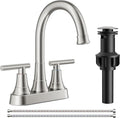 FORIOUS Centerset Bathroom Faucets for Sink 2 or 3 Hole, Brushed Nickel 4 Inch Bathroom Sink Faucet with Pop up Drain and cUPC Hose, 360° spout, Two Handles for Restroom,Vanity, RV Remodel