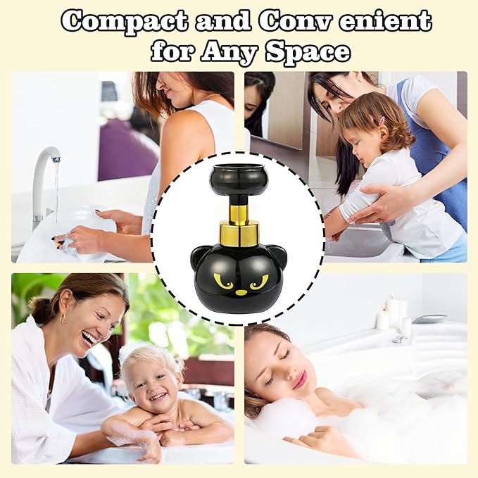 Cute Cat Paw Foam Soap Dispenser, Black Kitty Foaming Pump Bottle Creates Paw-Shaped Foam, Refillable Eco-Friendly Hand Soap Dispenser for Home, Salon, and Bathroom - BPA Free