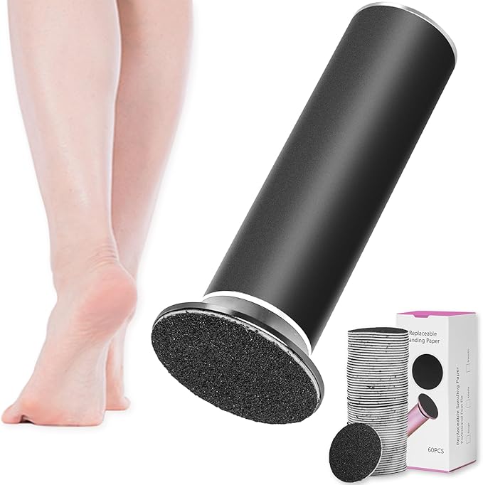 Dermawave Electric Foot File Callus Remover for Feet, Professional Electric Foot Sander Filer Grinder with 60 Sandpaper Discs for Men & Women, Pedicure Tool for Corn Dead Skin Cracked Heel