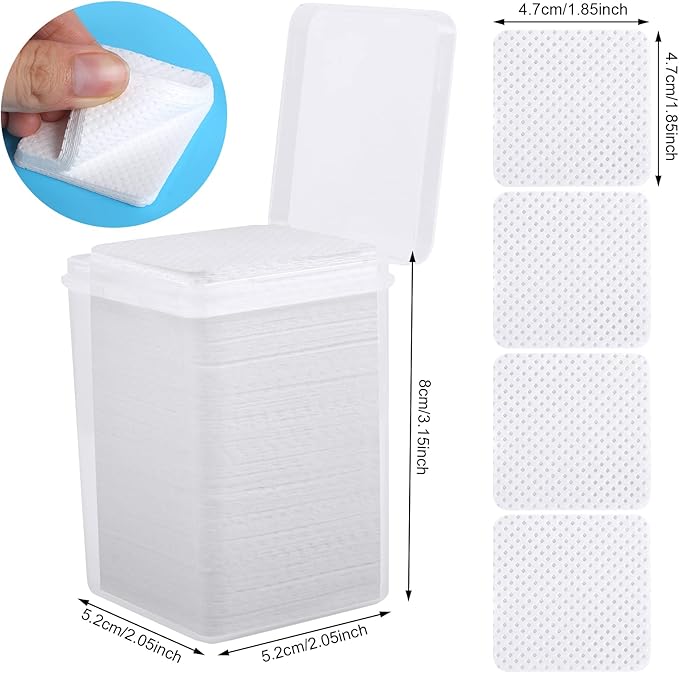 400 Pieces Nail Cotton Pads,1 Pull-Down Pump Dispenser Bottle, Super Absorbent Soft Non-Woven Eyelash Glue Wipes, Nail Polish dehumidifier for Eyelash Extension Products and Nail Oil Bottle (White)