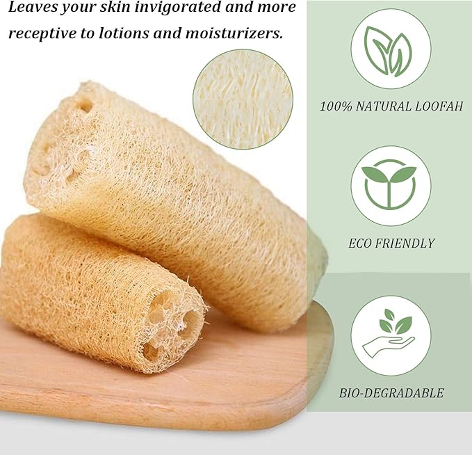 30 Pcs 2.17 Inch Natural Loofah Sponge Pads for Washing Face, Exfoliating Body Facial Scrub Pads for Makeup & Dead Skin Removal Cleansing Skin for Women and Men(One Side softened)