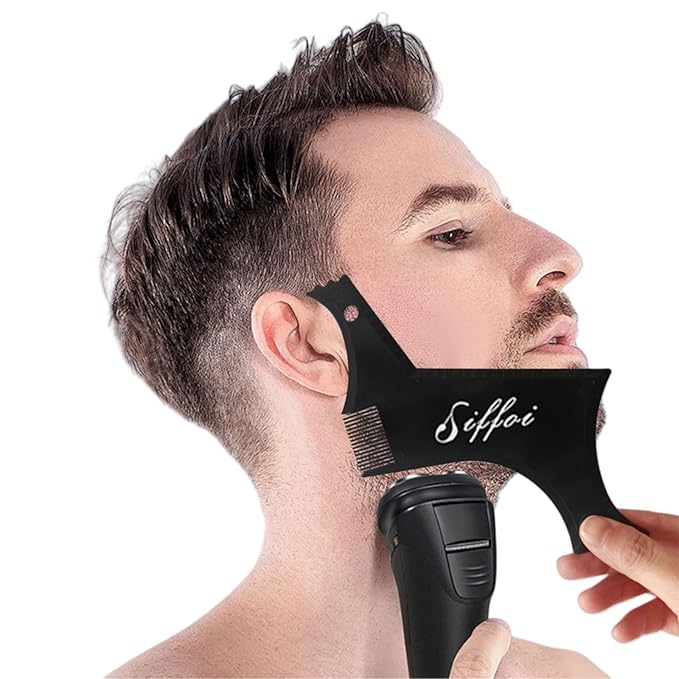 2PCS Men's Beard Shaping Styling Tool Set with Comb, 2025 Version Precision Edging for Jaw, Cheek & Neck Lines, Works with All Beard Razors & Trimmers (Large Size)