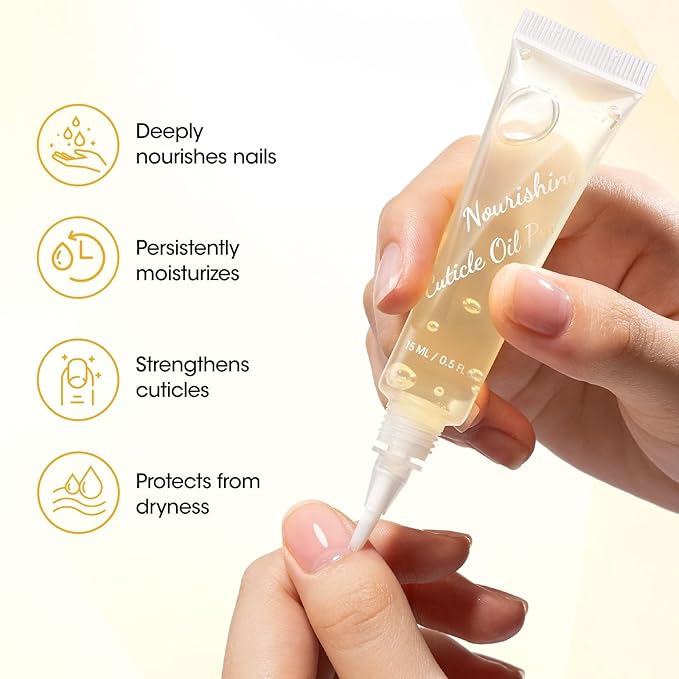 Gellen Cuticle Oil Pen for Nails, Vanilla Nourishing Nail Growth Oil, Jojoba & VE, Soften Cuticles Nails Strengthening, Leak-free Brush Applicator, Pro Nail Care for Brittle Dry Hands