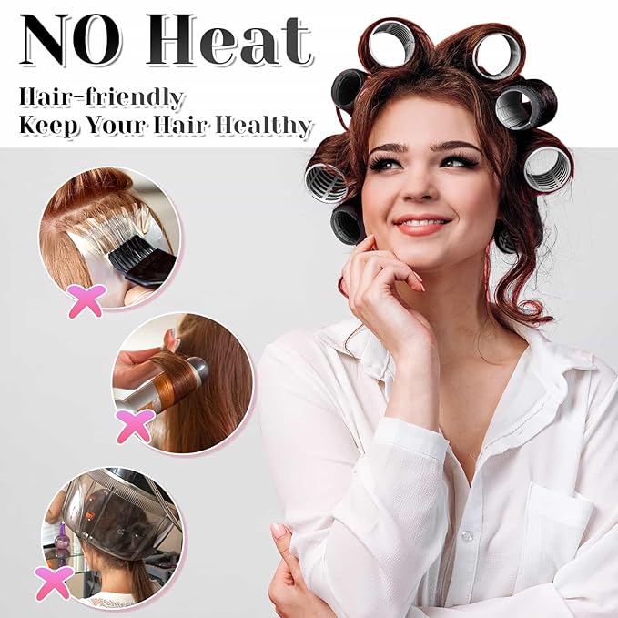 Rollers Hair Curlers 30Pcs Set with 3 Sizes (6 Large, 6 Medium, 6 Small) and 12 Clips, Storage Bag for Long, Medium, Short Hair Volume
