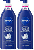 NIVEA Original Moisture Body Lotion with Vitamin E,48-Hour Body Moisturizer for Normal to Dry Skin,16.9 Fl Oz Pump Bottle,(Pack of 2)