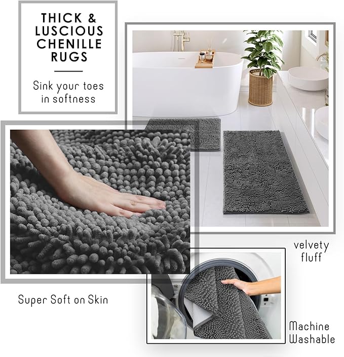 Clara Clark Grey Bathroom Set - Bathroom Sets with Shower Curtain and Rugs, 21PC Bathroom Accessory Set, Shower Curtain Set with Soap Dispenser & Toothbrush Holder