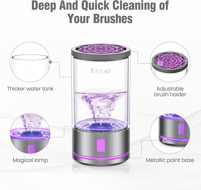 Electric Makeup Brush Cleaner Machine - 2 in 1 Automatic Spinning Cosmetic Brush Washer, Portable Makeup Brushes Cleanser for All Foundation Brush Types and Beauty Sponges