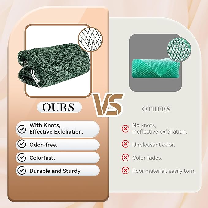 CORATED African Net Sponge Authentic, Shower Loofah Exfoliating Bath Sponge, Body Scrubber for Women and Men Daily Use Body Care, Travel Portable Bath Accessories for Bathroom (Blue & Black)
