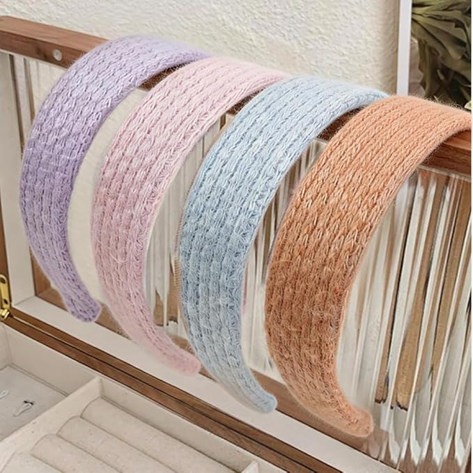 Huachi Knitted Headbands for Women Non Slip Trendy Headbands for Women’s Hair 1 inch Wide Cute Headband for Girls, Spring Head Bands Fashion Hair Accessories 4PCS