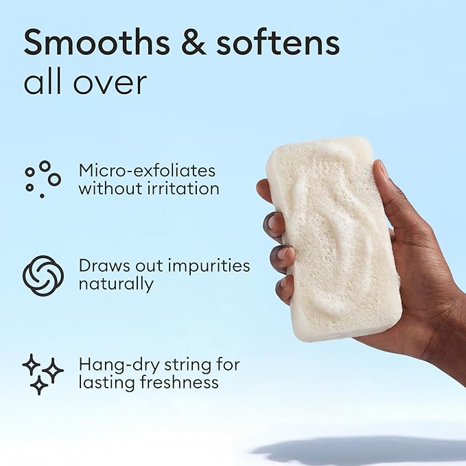 Vove Organic Konjac Body Sponges 2-Pack - Natural Full Body Exfoliating Shower Sponges, Gentle Plant-Based Cleansing for All Skin Types, Microplastic-Free Biodegradable, Certified Organic