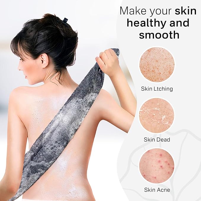 Yiclick 3 Pack Exfoliating Washcloth Towels - Exfoliating Body Scrubber Exfoliator, Back Scrubber for Use in Shower Bath, Japanese & Korean Scrub Wash Cloths, Loofah Lufa Sponge Washer for Women Men