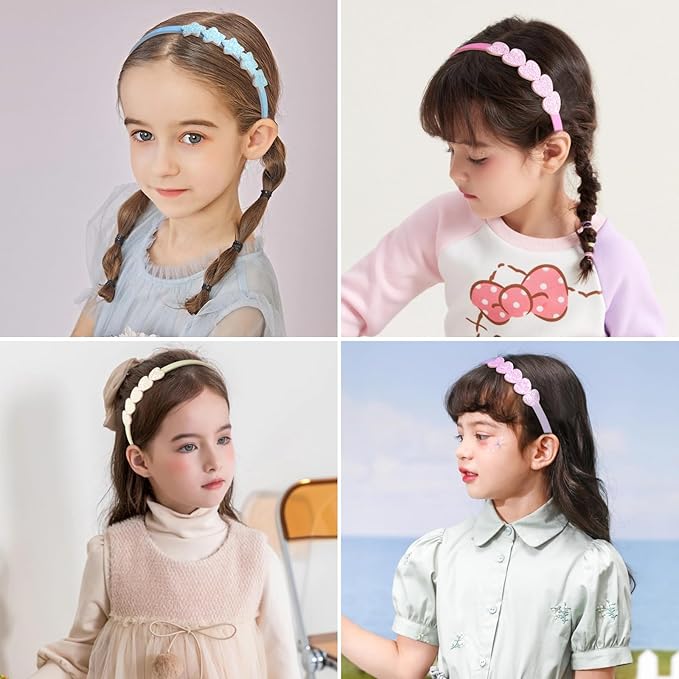 Fishdown Headband for Kids Girls, 10Pcs Rainbow Glitter Hairband for Toddler Heart Rainbow Star Non-slip Headbands with Teeth