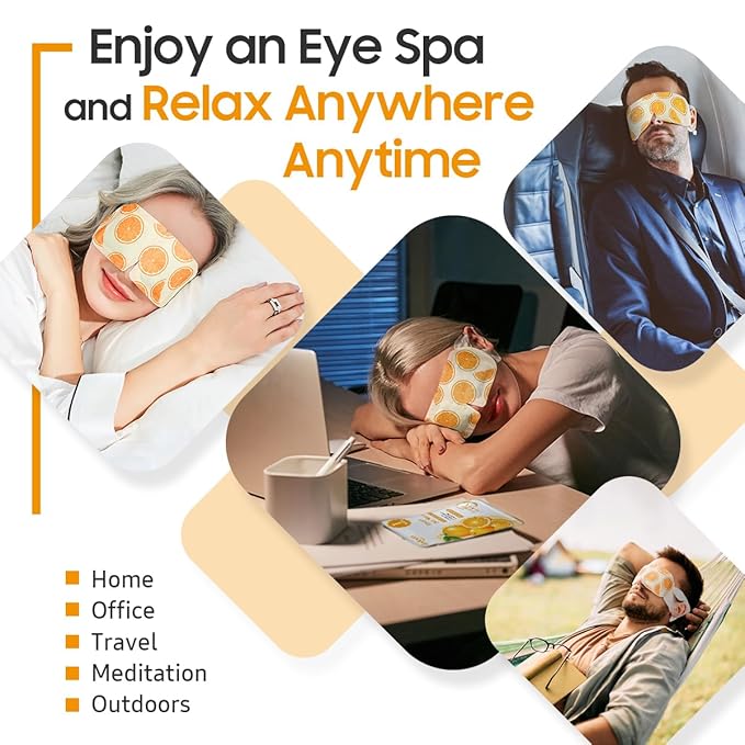 Steam Eye Mask, 10Packs Heated Eye Mask, Self Heating Disposable SPA Warm Compress for Eyes Sleep Mask, Travel Essentials & Relaxation Gifts, Valentine's Day Gifts (Orange Scent)