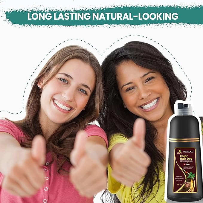 Instant Chestnut Hair Dye Shampoo for Women Men, Hair Coloring Shampoo for Gray Hair, 500ml Herbal Ingredients 3 in 1 Maroon Hair Dye - 100% Gray Coverage Coloring in Minutes 16.9 Fl Oz