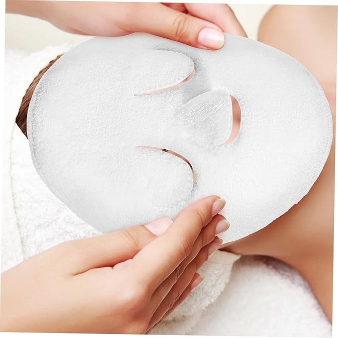 2Pcs Thick Coral Fleece Facial Towels for Hot Cold Compress Soft Face Care Towels for Skin Soothing and Cooling for Women White
