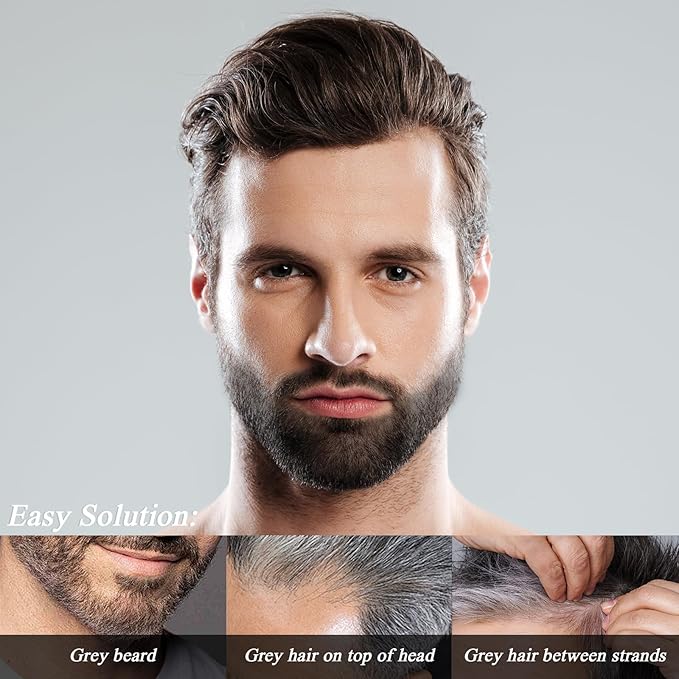 Beard Touch-Up for Men, Instant Gray Hair Cover Stick, Built-In Comb for Seamless Blending, Cream Concealer, Quick Temporary Cover