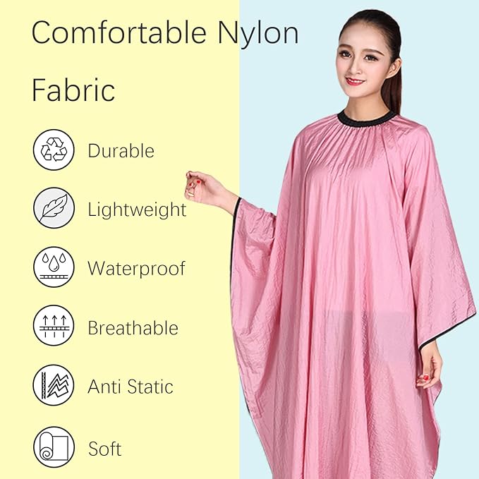 Barber Cape, Professional Hair Salon Cape with Adjustable Metal Clip, Shampoo Hair Cutting Cape for Barbers and Stylists - 55 x 63 inches (Pink)
