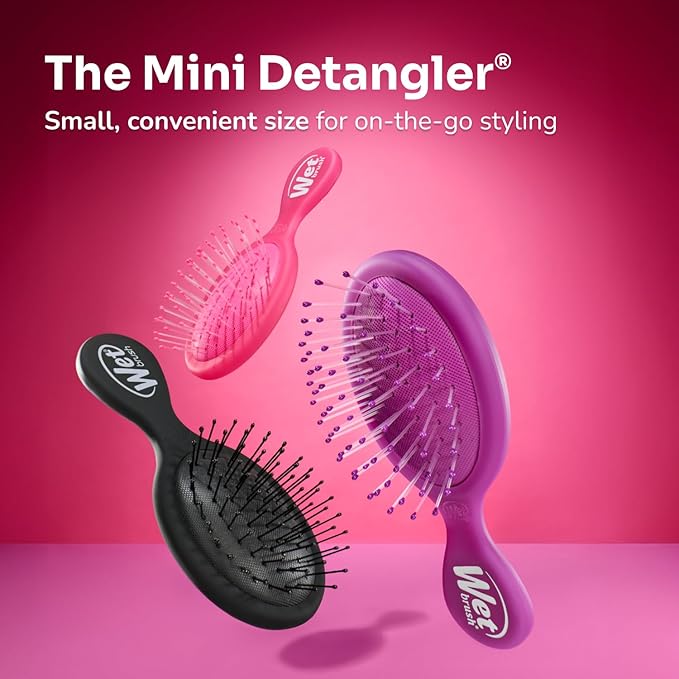 Wet Brush Mini Detangler Hair Brush for Gentle Knot Removal, Travel Size, Soft Bristles for Pain-Free Detangling, Less Breakage, Works on All Hair Types, Limited Edition, Summer Treat Strawberry