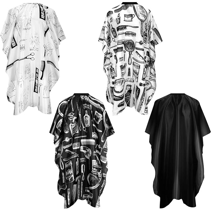 SATINIOR 4 Pcs Cape for Hair Cutting Waterproof Stylist Cape for Salon Coloring Hair, Strings & Adjustable Snap Closure