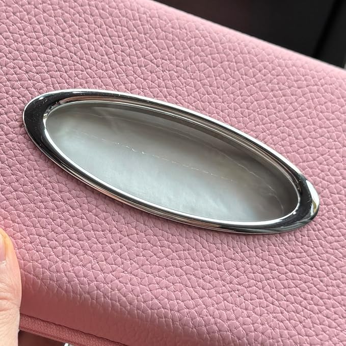 Sun Visor Tissue Holder, Zipper Napkin Holder, PU Leather Backseat Tissue Case for Vehicle (Pink)
