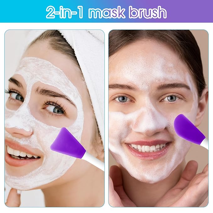 Silicone Face Mask Applicator, 4 PCS Double-End Mask Brushes for Facial Mud Mixing Spatula Soft Makeup Beauty Brush Tools for Apply Skincare Cream,Lotion, Gel, Cosmetic Foundation (4 Colors)