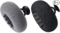 2Pcs Bath Sponge Shower Loofah, Exfoliating Body Scrubber, Upgrade Large 2-in-1 Sunflower Bath Ball with Suction Cup Non-Slip Handle, Bath Sponges for Men Women(Grey&Black)