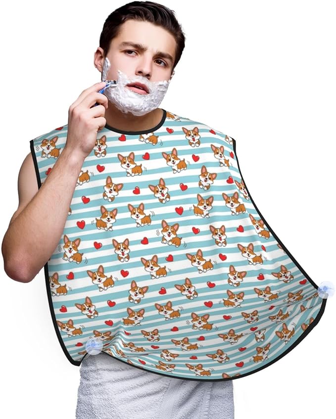 Professional Beard Bib, Non-Stick Hair Catcher Apron Waterproof, Shaving Grooming Essential for Men Dad, Cute Love Hearts Shave Bib