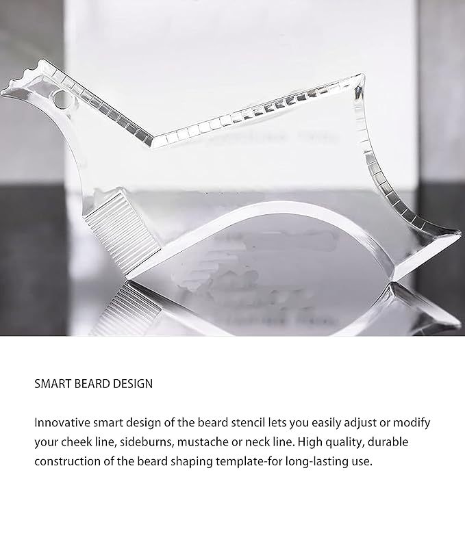 Beard styling template Men clear beard styling Men clear grooming tool for men's chin, cheeks and neckline combine with a beard razor electric trimmer or scissors