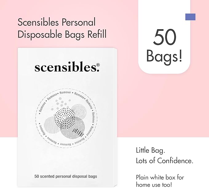 Disposal Bags for Menstrual Care Products - 50 ct Refill Box - for Disposal of Tampons, Pads, Panty Liners, Hygiene Products